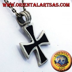 colgante de la cruz de los Templarios Negros, plata