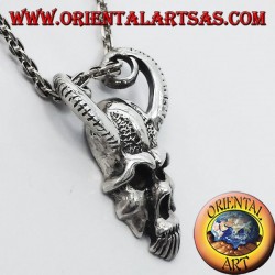 pendant skull with horns of RAM, silver