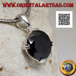 Pendentif en argent avec zircon spinelle rond serti sur les 4 points cardinaux