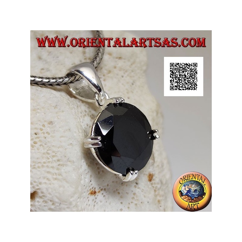 Pendentif en argent avec zircon spinelle rond serti sur les 4 points cardinaux