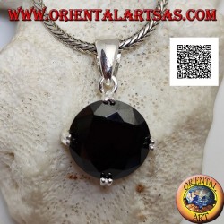 Pendentif en argent avec zircon spinelle rond serti sur les 4 points cardinaux