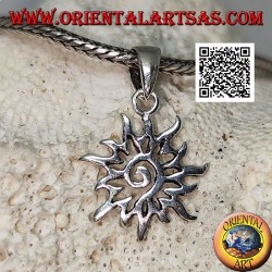 Silver spiral pendant in the openwork sun
