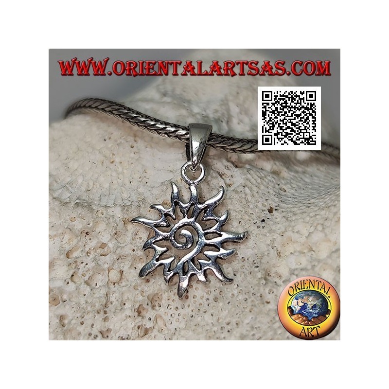 Pendentif spirale en argent au soleil ajouré