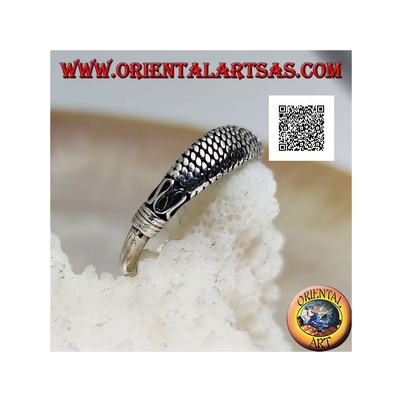 Anillo de plata con una serpentina de estilo oriental y entretejidos