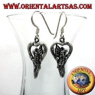 Boucles d'oreilles fée coeur argent