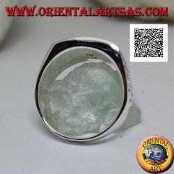 Bague en argent avec onyx rectangulaire horizontal et bas-relief celtique sur les côtés