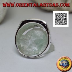 Silver ring with horizontal rectangular onyx and Celtic bas-relief weaves on the sides