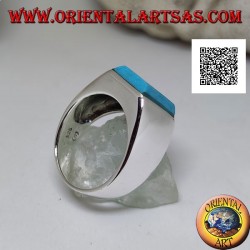 Silver ring with raised rectangular turquoise on smooth frame