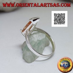 Bague solitaire en argent serti de zircon champagne avec gouttelettes allongées