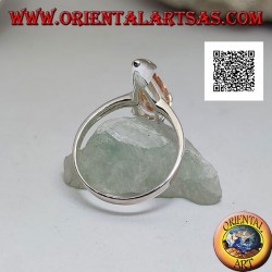 Anillo solitario de plata con circonita champán con conjunto de gota alargada