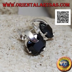 Silver lobe earrings with square spinel zircon set with 2 thick and 2 thin hooks