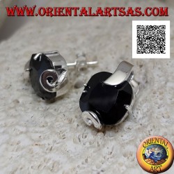 Boucles d'oreilles lobe en argent avec zircon spinelle carré sertis de 2 crochets épais et 2 fins