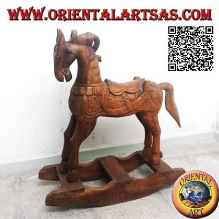 Cheval à bascule en bois de Suar (massif), couleur naturelle