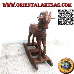 Rocking horse in Suar wood (solid), natural color