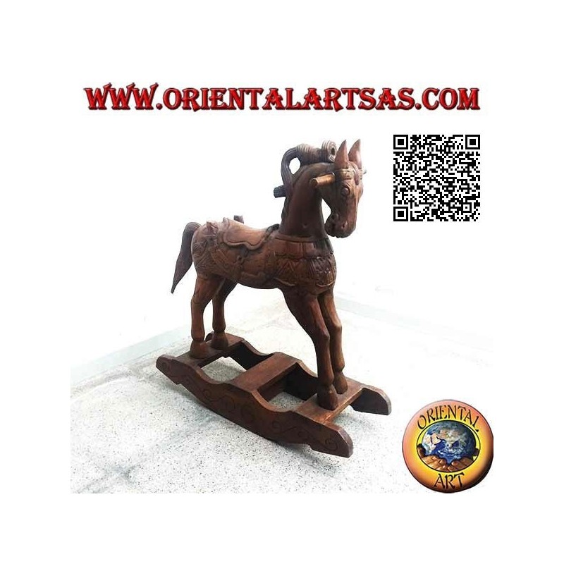 Rocking horse in Suar wood (solid), natural color