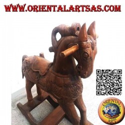 Rocking horse in Suar wood (solid), natural color