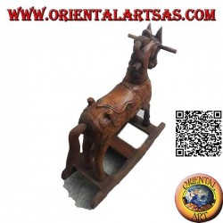 Rocking horse in Suar wood (solid), natural color