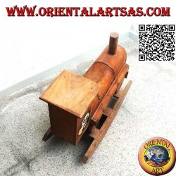 Rocking train with panda in Suar wood (solid), hand painted