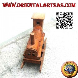 Rocking train with panda in Suar wood (solid), hand painted