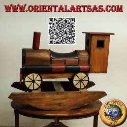 Colored rocking train in Suar wood (solid), hand painted