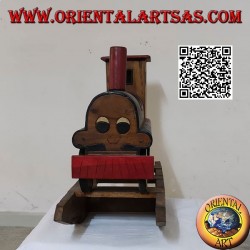 Colored rocking train in Suar wood (solid), hand painted