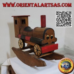 Train à bascule coloré en bois de Suar (massif), peint à la main