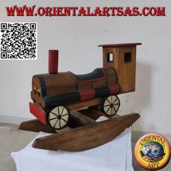 Colored rocking train in Suar wood (solid), hand painted