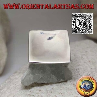 Anillo de plata lisa con cuadrado cóncavo grande de 22 mm