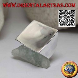 Glatter Silberring mit 22 mm großem konkavem Quadrat