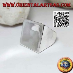 Anillo de plata lisa con cuadrado cóncavo grande de 22 mm