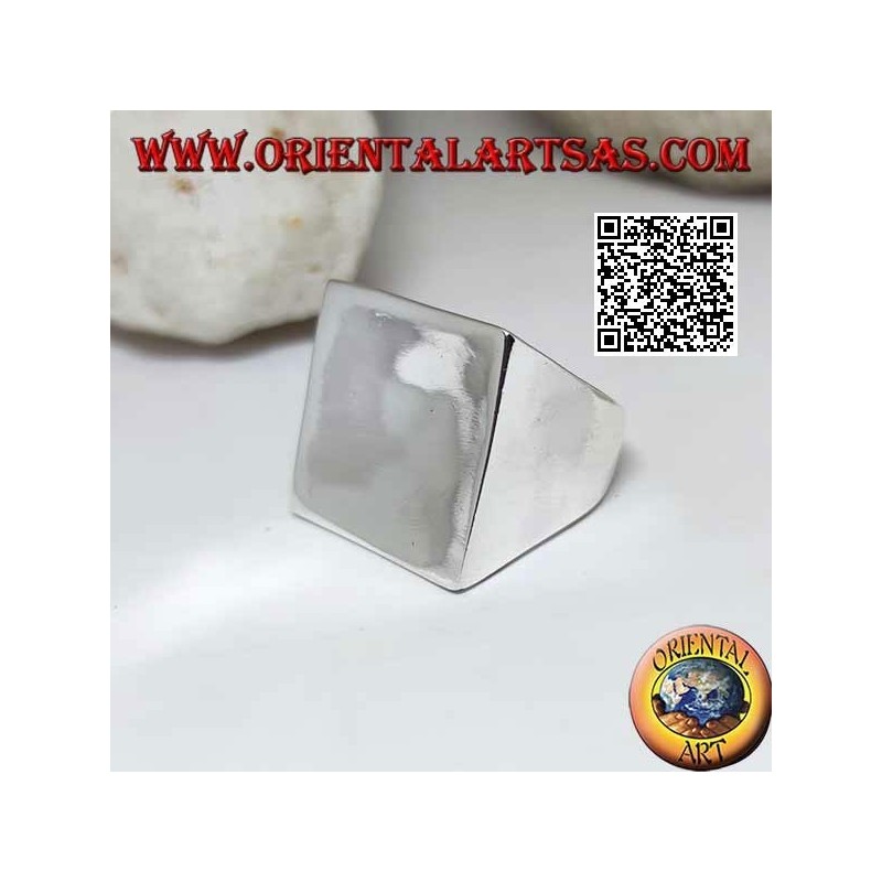 Bague en argent lisse avec grand carré concave de 22 mm