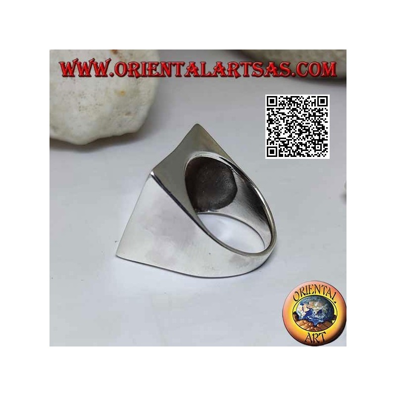 Bague en argent lisse avec grand carré concave de 22 mm