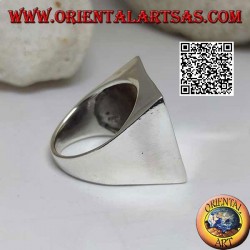 Smooth silver ring with 22 mm large concave square