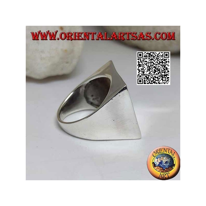 Smooth silver ring with 22 mm large concave square