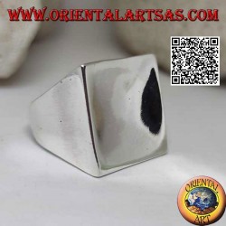 Anillo de plata lisa con cuadrado cóncavo grande de 22 mm