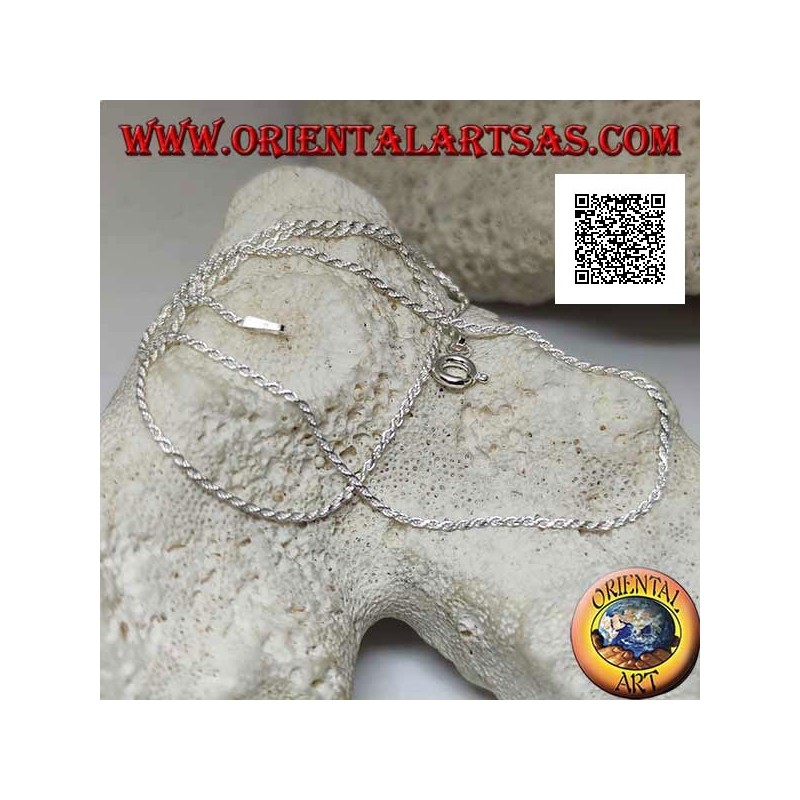 925 ‰ silver necklace with 40 cm x 1 mm x 1 mm round twisted link