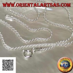 Collar de plata 925 ‰ con eslabón trenzado redondo de 40 cm x 1 mm x 1 mm