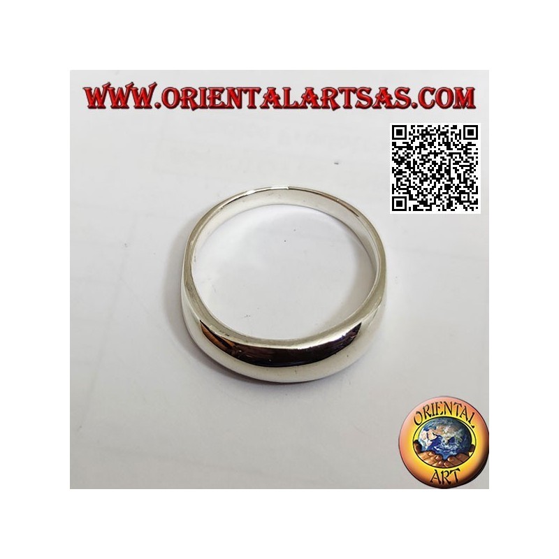 Bague en argent lisse avec bande arrondie et épaisse sur le devant
