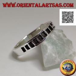 Anillo de plata con escalera de mano y rectángulos grabados