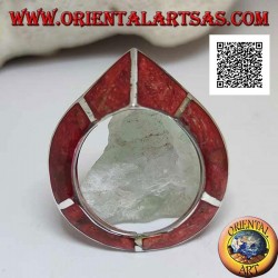 Roter Madrepora-Ring (Koralle) mit frontaler spitzer Silberstruktur