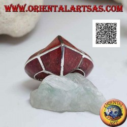 Roter Madrepora-Ring (Koralle) mit frontaler spitzer Silberstruktur