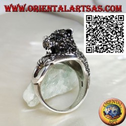 Halblanger Tiger Silber Ring besetzt mit Markasit einen Ring greifen