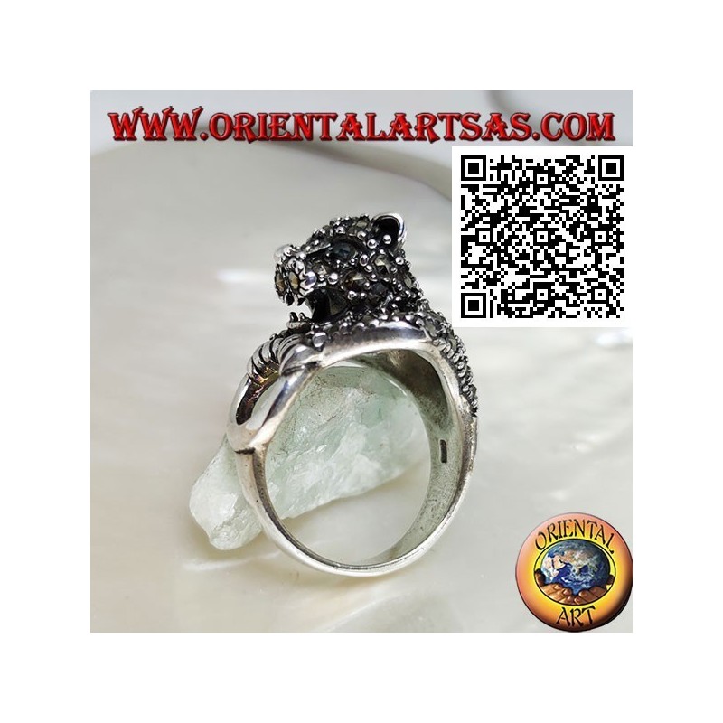 Halblanger Tiger Silber Ring besetzt mit Markasit einen Ring greifen