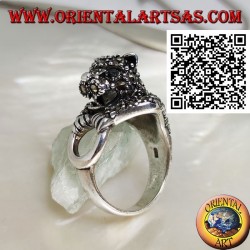 Halblanger Tiger Silber Ring besetzt mit Markasit einen Ring greifen