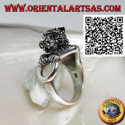 Halblanger Tiger Silber Ring besetzt mit Markasit einen Ring greifen