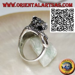 Halblanger Tiger Silber Ring besetzt mit Markasit einen Ring greifen