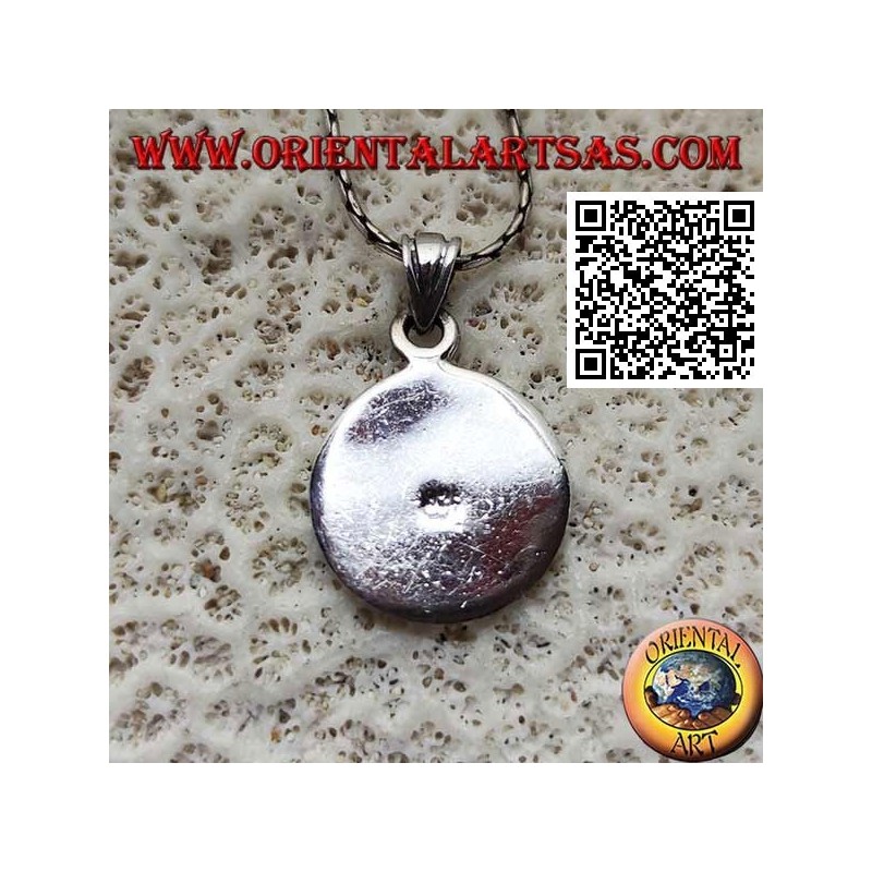 Pendentif en argent, médaille arrondie arrondie avec soleil gravé au centre