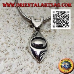Pendentif en argent en forme d'oeil arrondi lisse avec pupille gravée