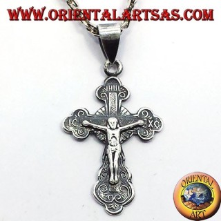 Orthodox crucifix pendant small silver
