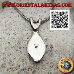 Pendentif en argent en forme d'oeil arrondi lisse avec pupille gravée